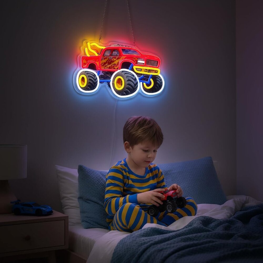 Red Monster Truck Neon Wall Decor - Picture 6 of 8